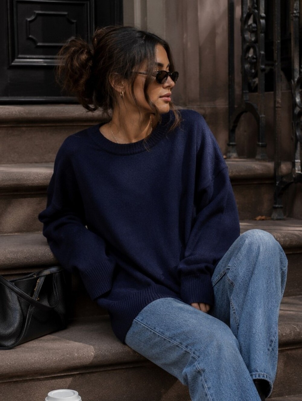 Elena Solano Marino Wool Dark Blue  Lightweight Knit Top